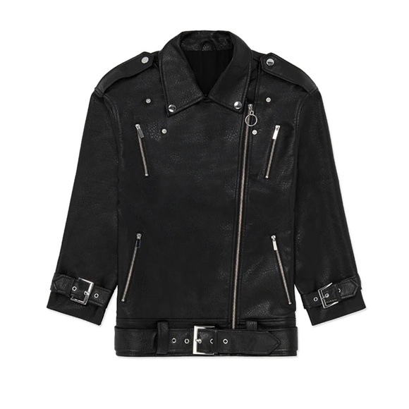Weworewhat Oversized Faux Leather Moto Jacket - Picture 1 of 2
